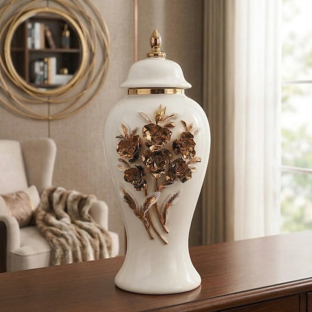 Bloom Crest Decorative Jar