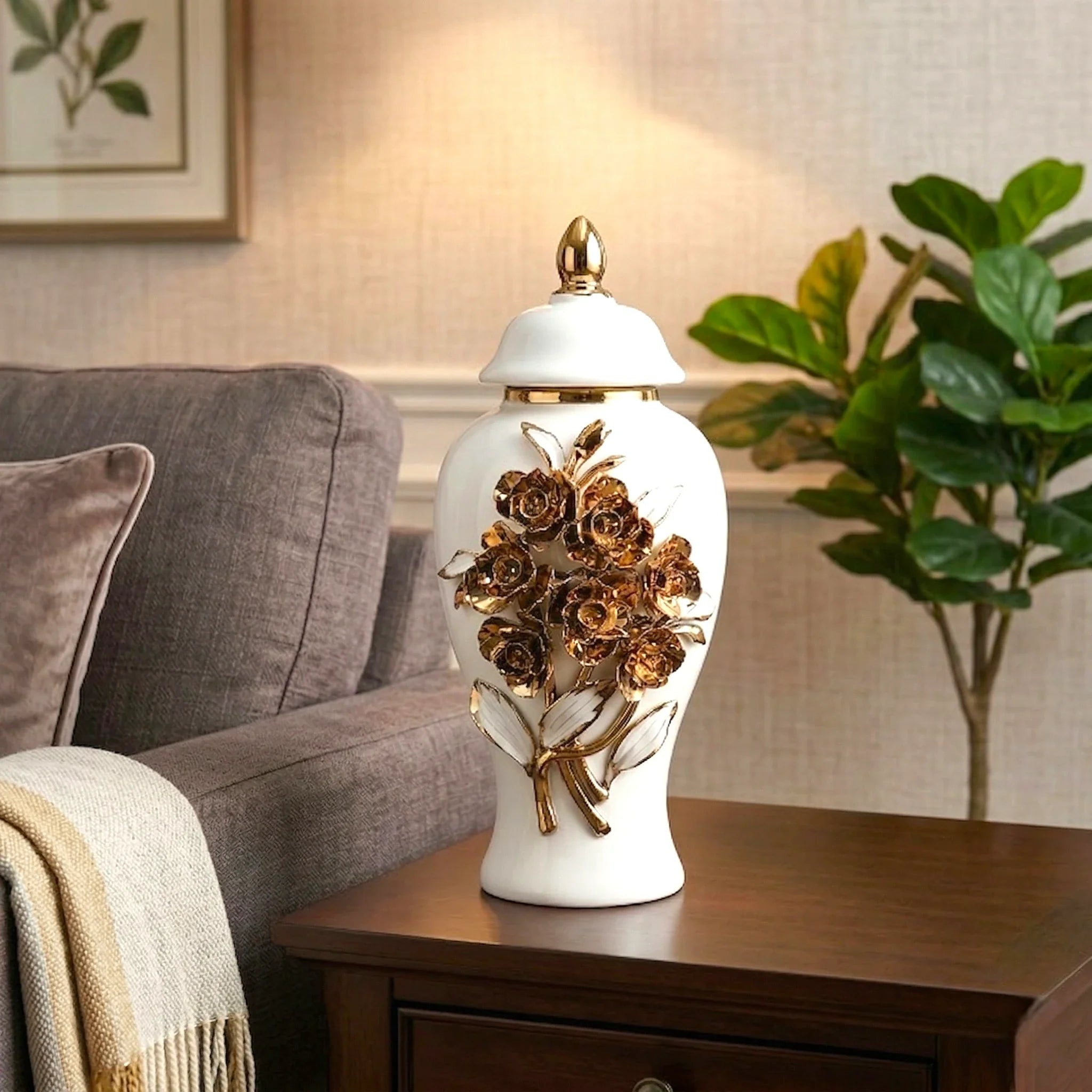 Bloom Crest Decorative Jar