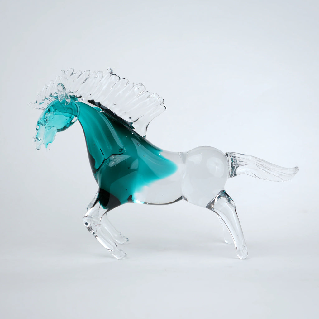 Aqua Glass Horse Figurine