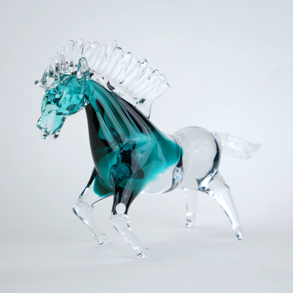 Aqua Glass Horse Figurine