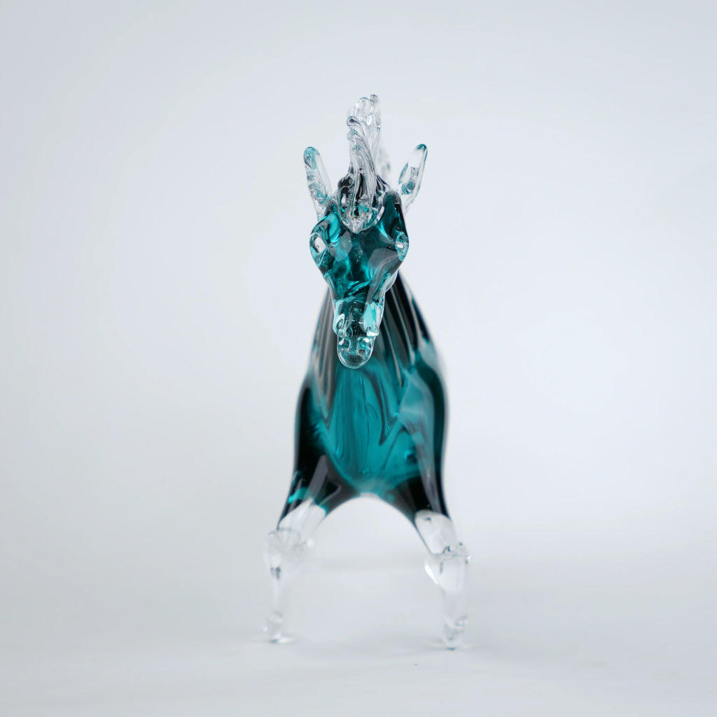 Aqua Glass Horse Figurine