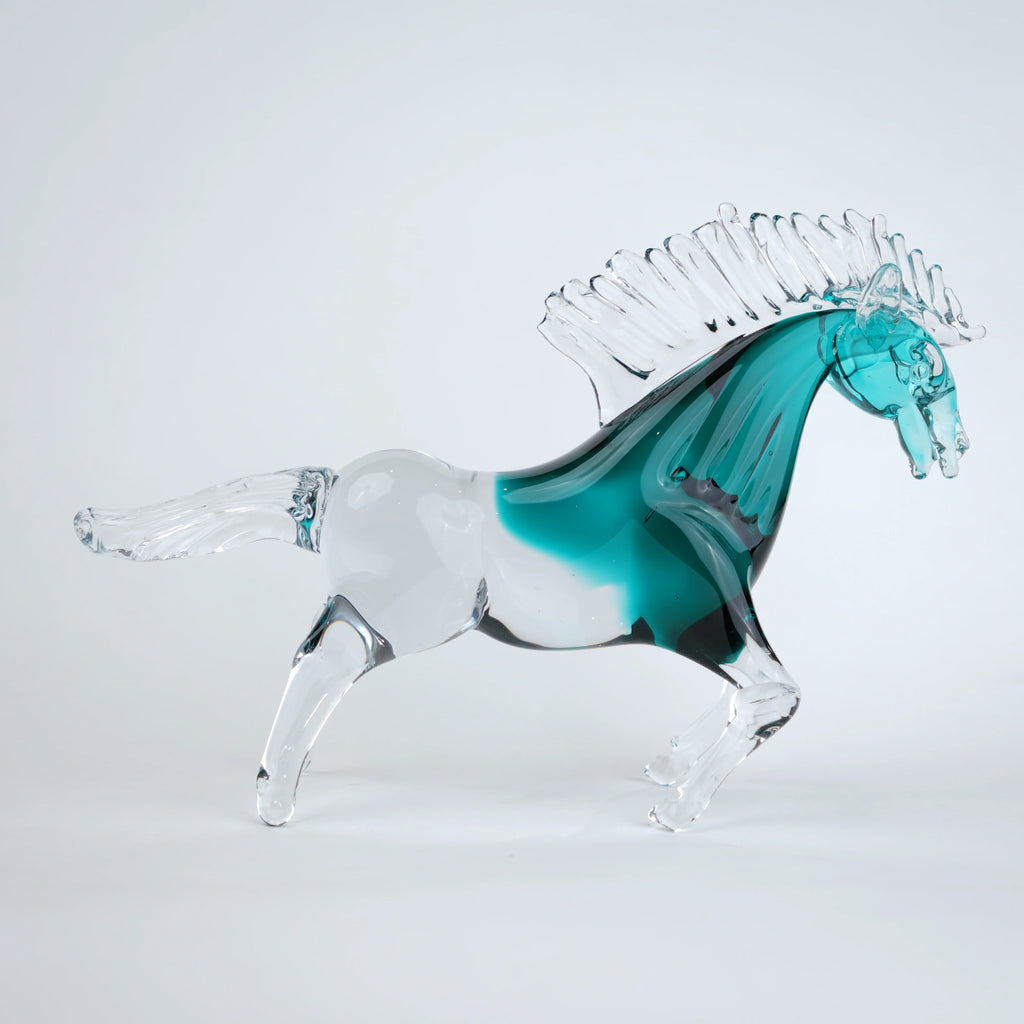 Aqua Glass Horse Figurine