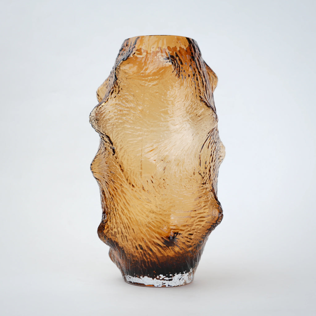Amber Hammered Glass Vase