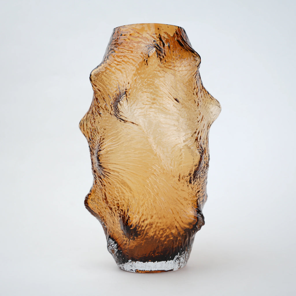Amber Hammered Glass Vase