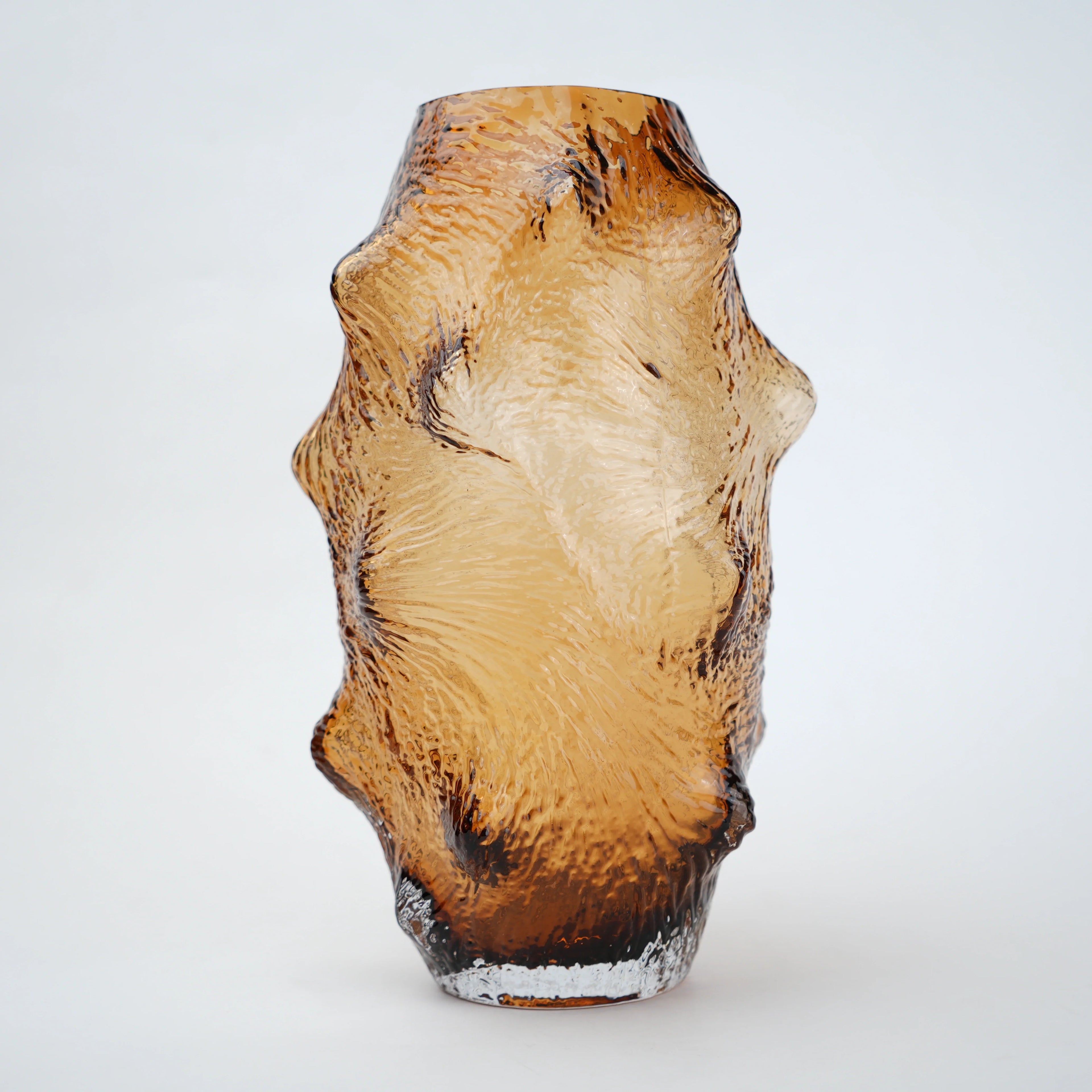Amber Hammered Glass Vase