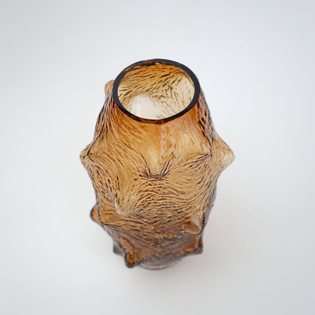 Amber Hammered Glass Vase