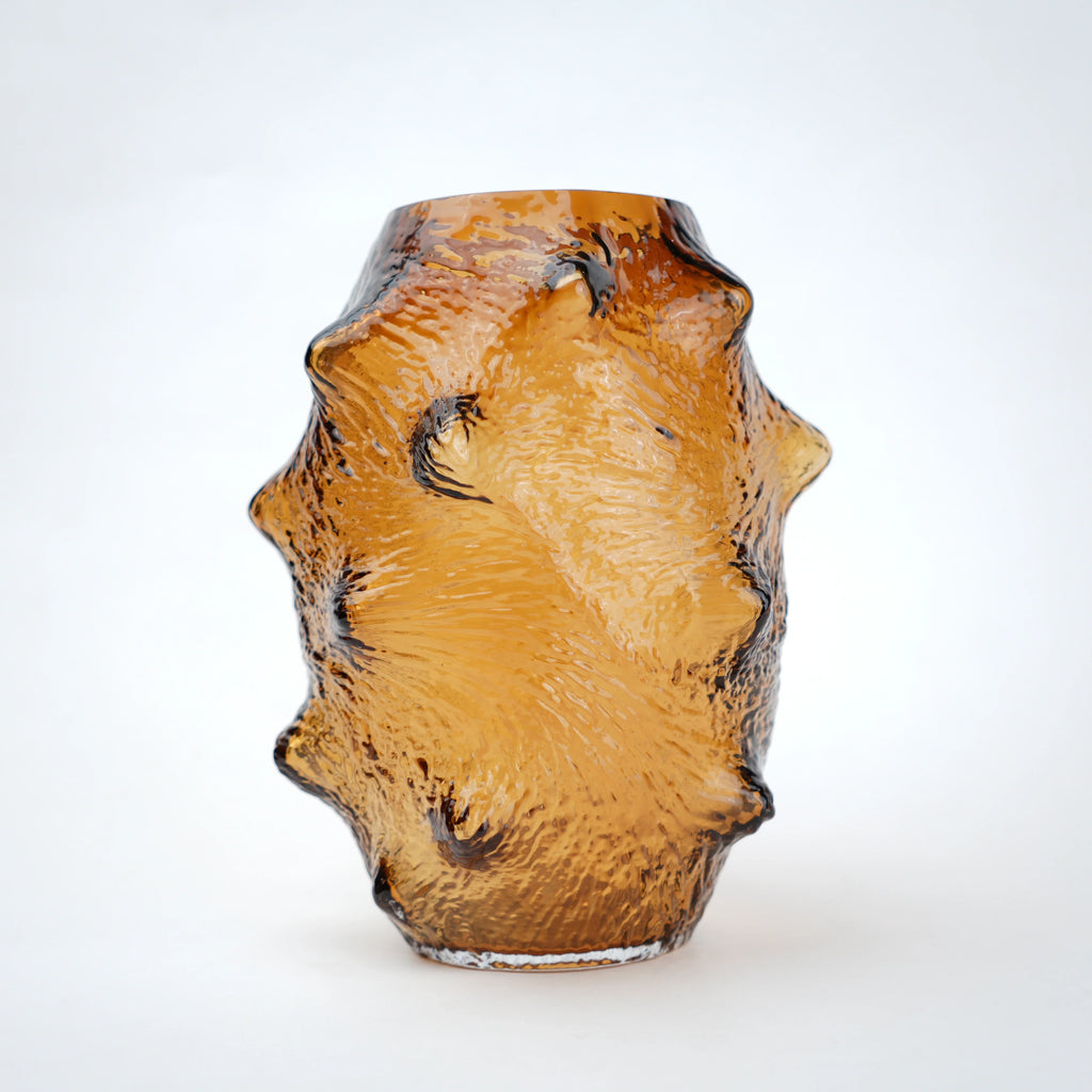 Amber Hammered Glass Vase