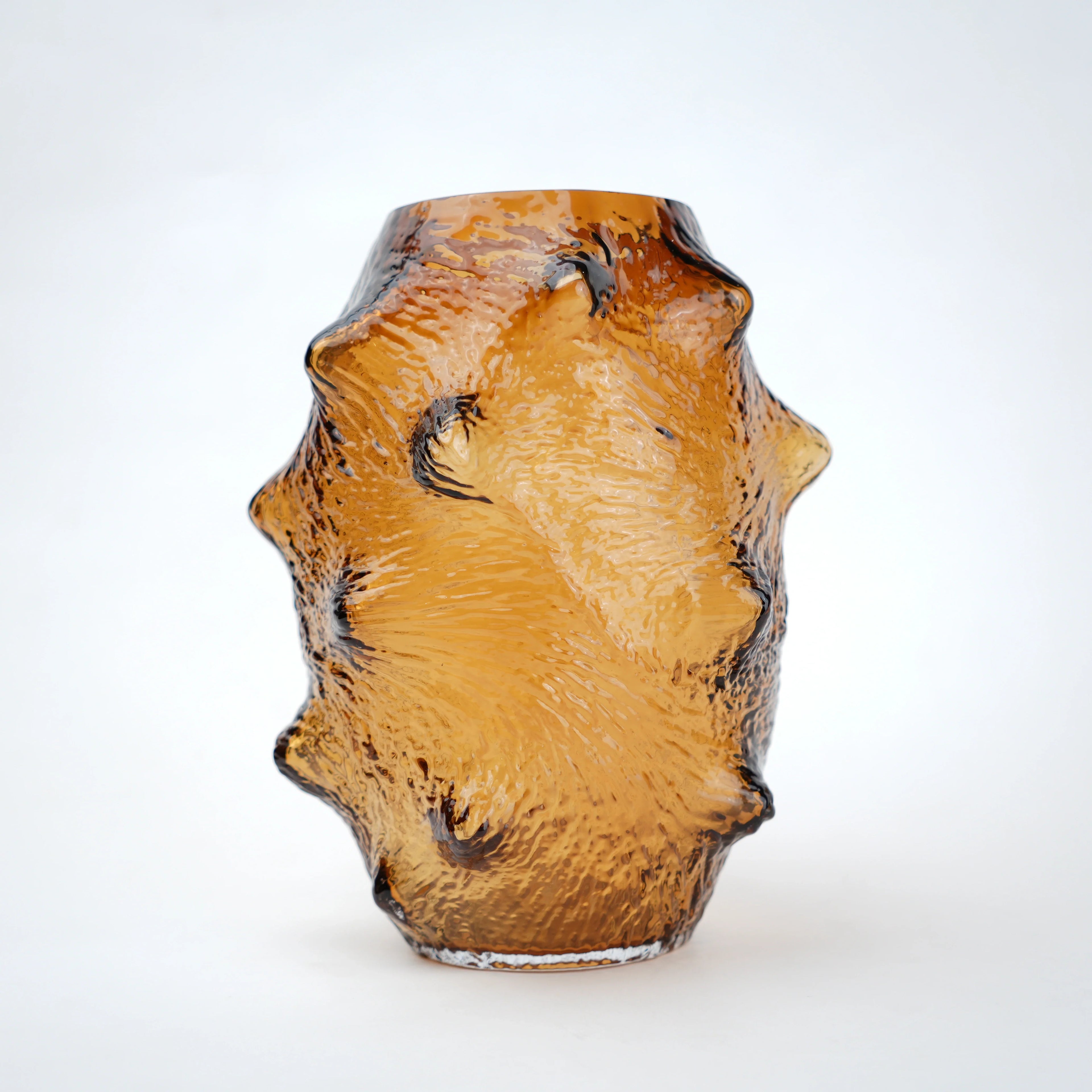 Amber Hammered Glass Vase