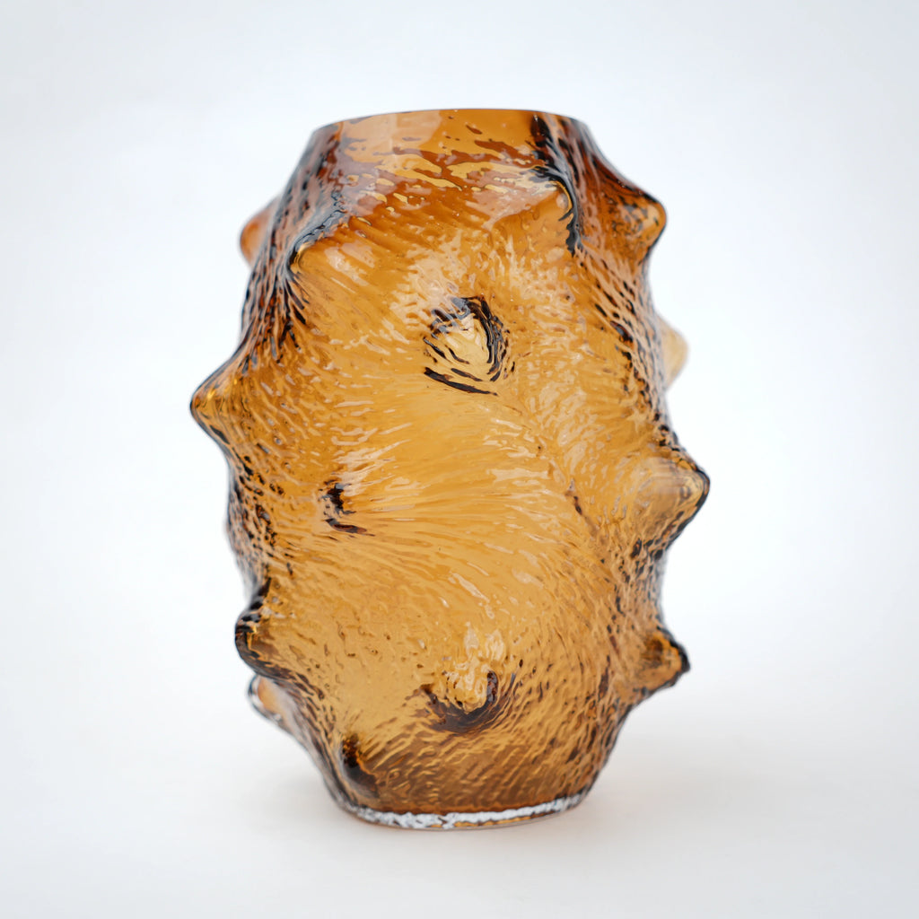 Amber Hammered Glass Vase