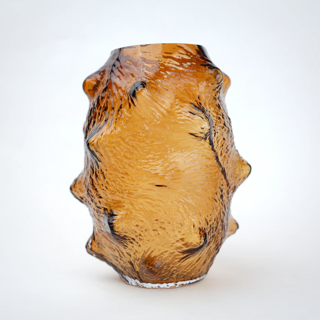 Amber Hammered Glass Vase