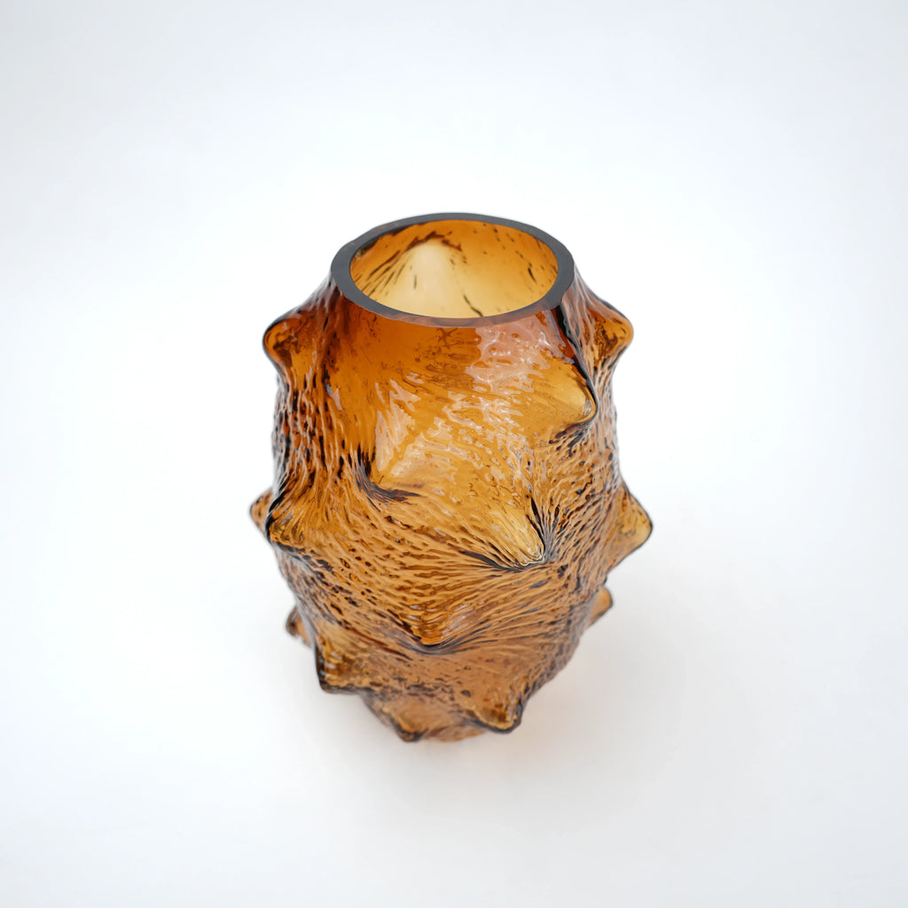 Amber Hammered Glass Vase