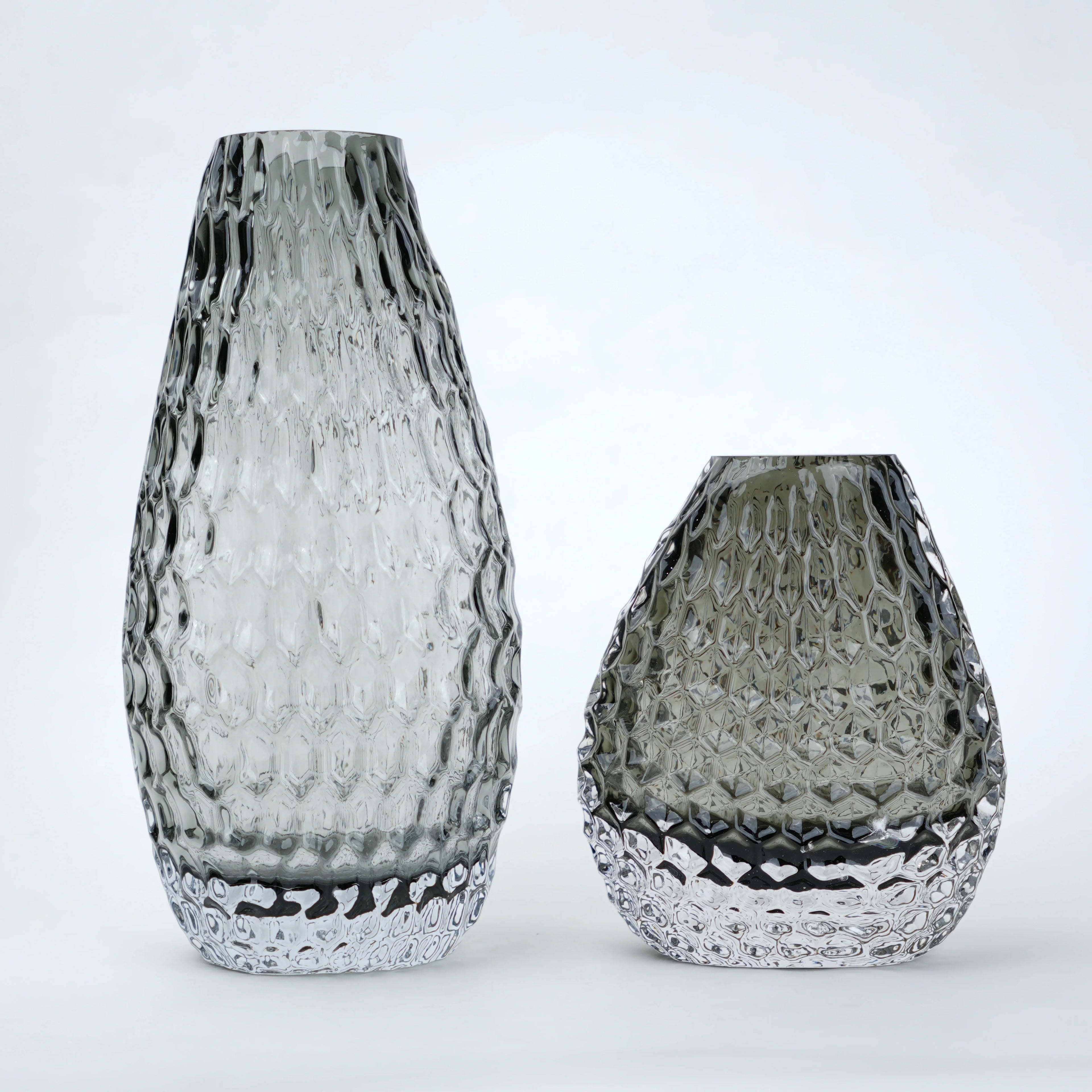 Grey Pattern Glass Vase