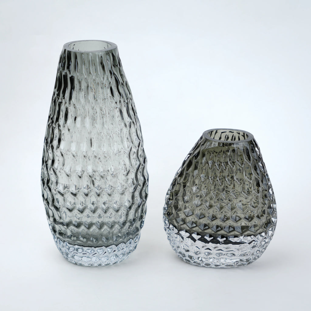Grey Pattern Glass Vase