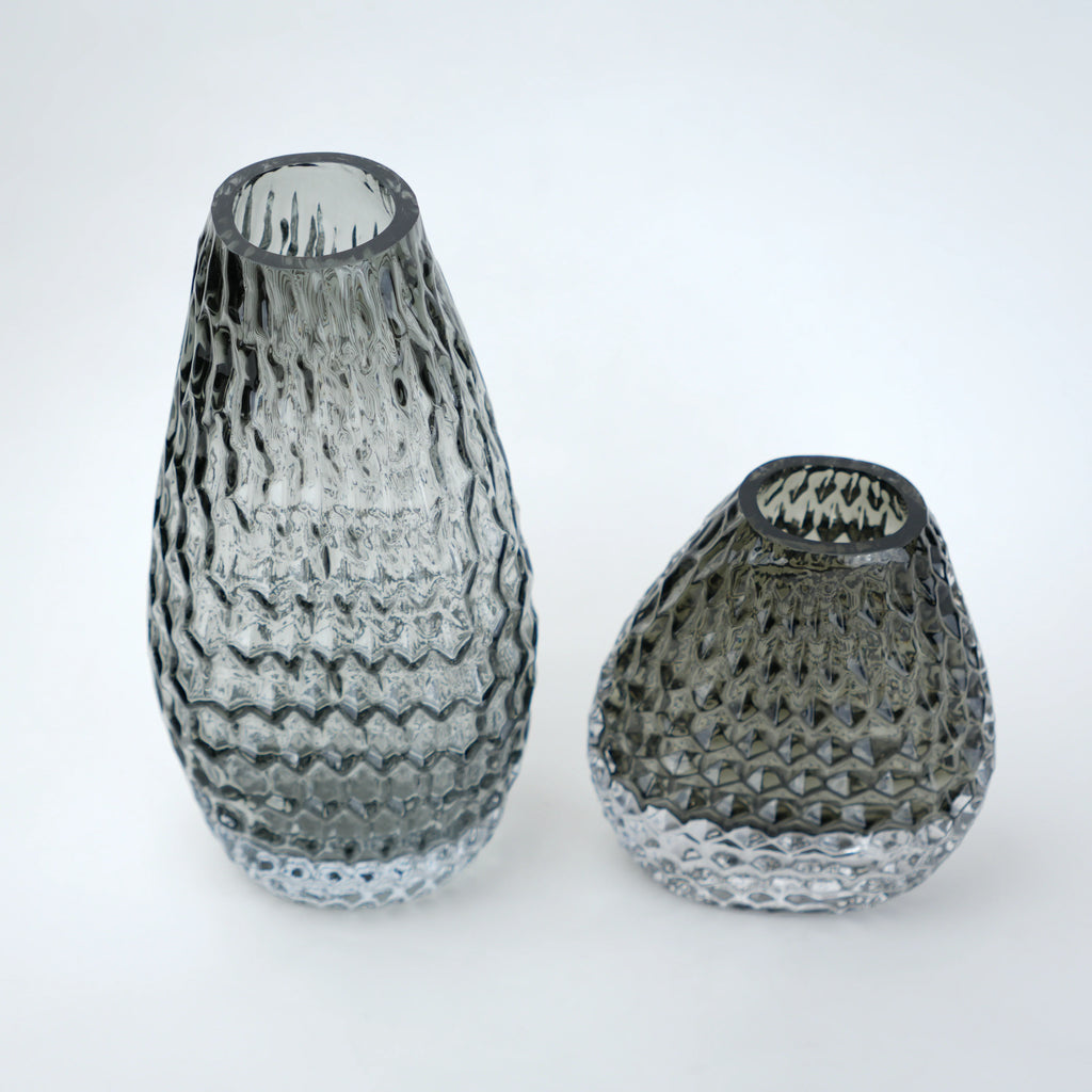 Grey Pattern Glass Vase