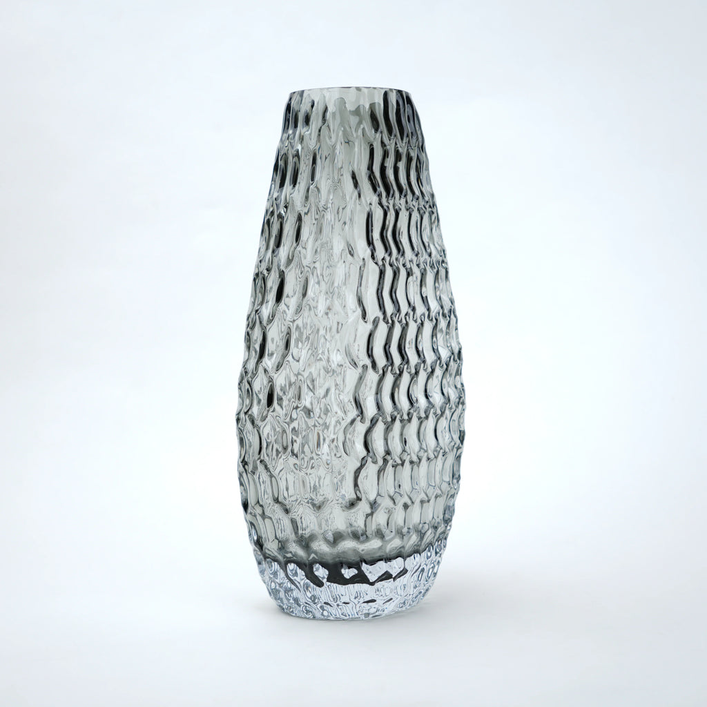 Grey Pattern Glass Vase