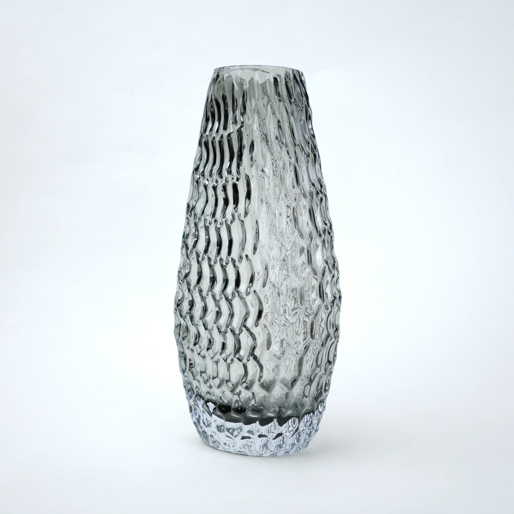 Grey Pattern Glass Vase