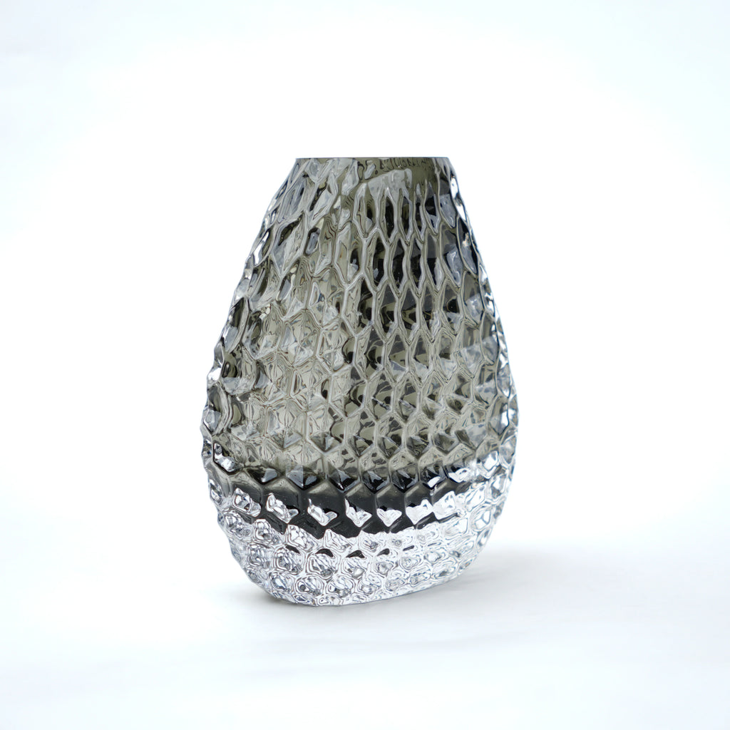 Grey Pattern Glass Vase