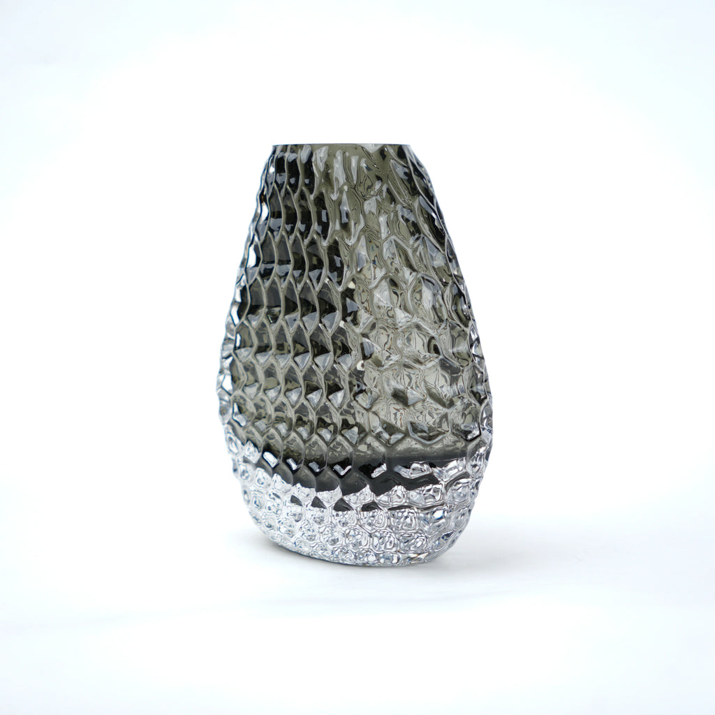 Grey Pattern Glass Vase