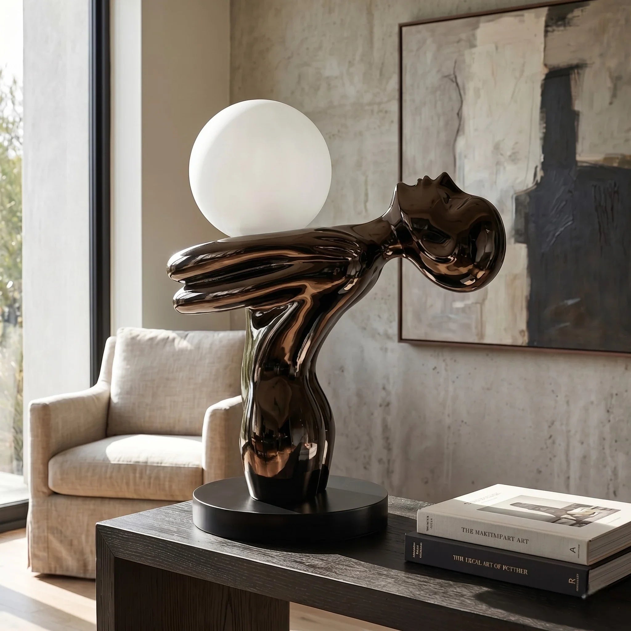 Black Sculptural Table Lamp