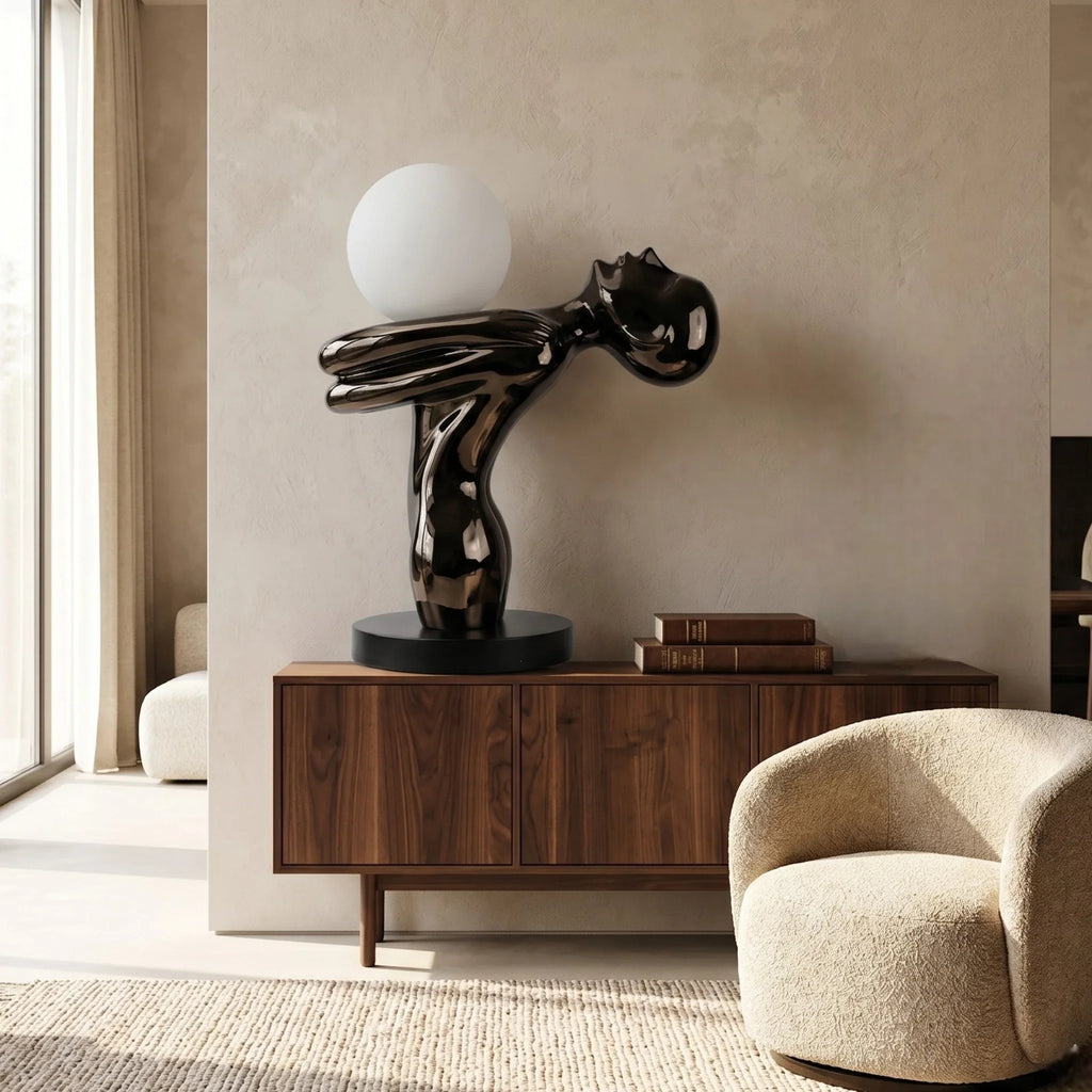 Black Sculptural Table Lamp