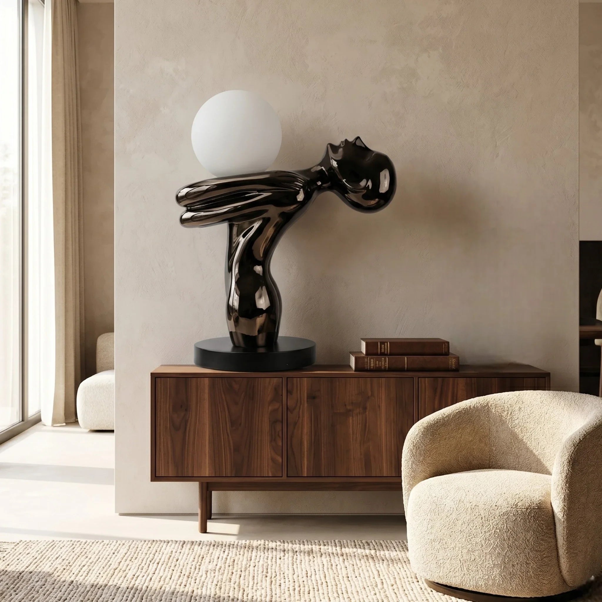 Black Sculptural Table Lamp
