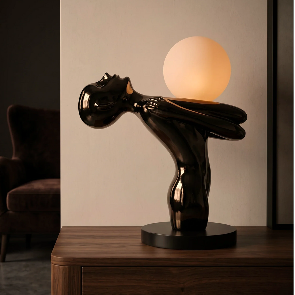 Black Sculptural Table Lamp