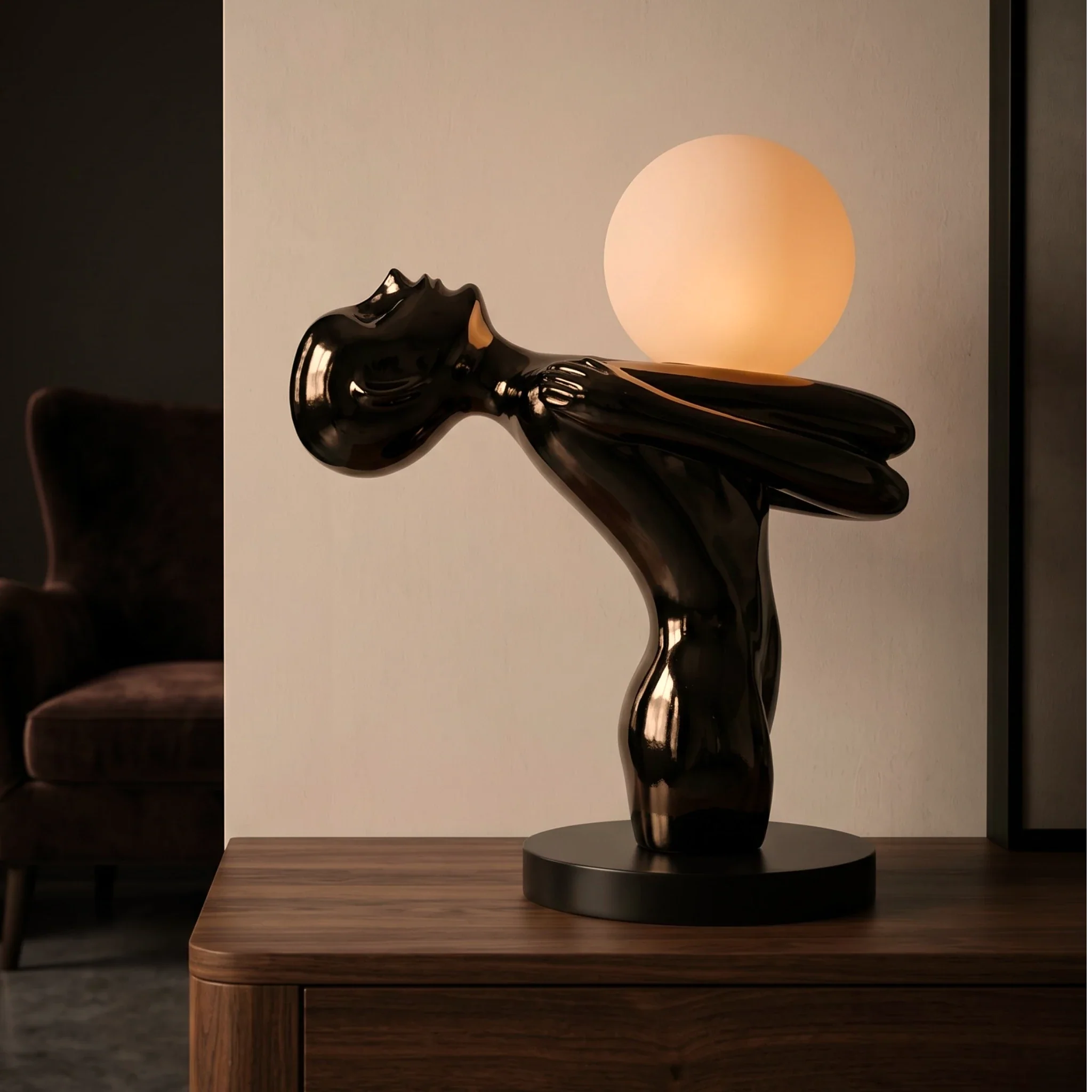 Black Sculptural Table Lamp
