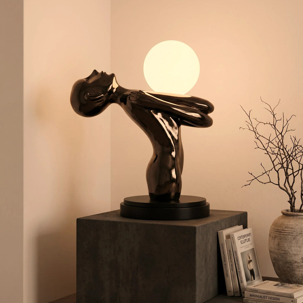 Black Sculptural Table Lamp