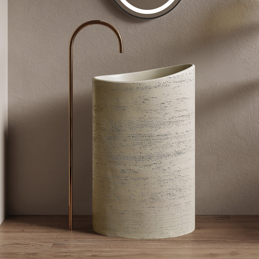 Boulder Pillar Artificial Stone Freestanding Basin