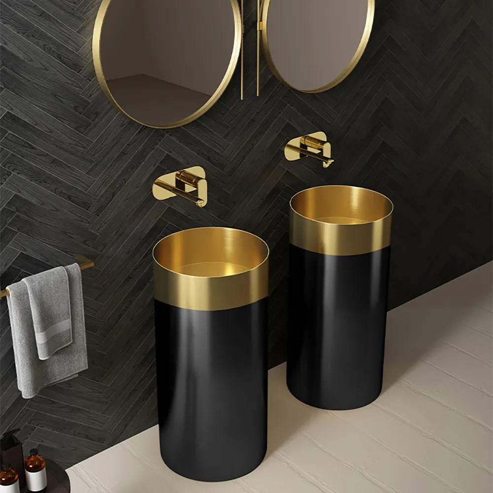 Stainless steel Gold black luxury freestanding Basin by Zinarch