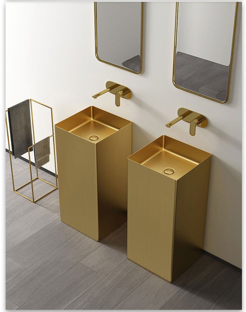 Luxury Square Stainless Steel Freestanding Basin