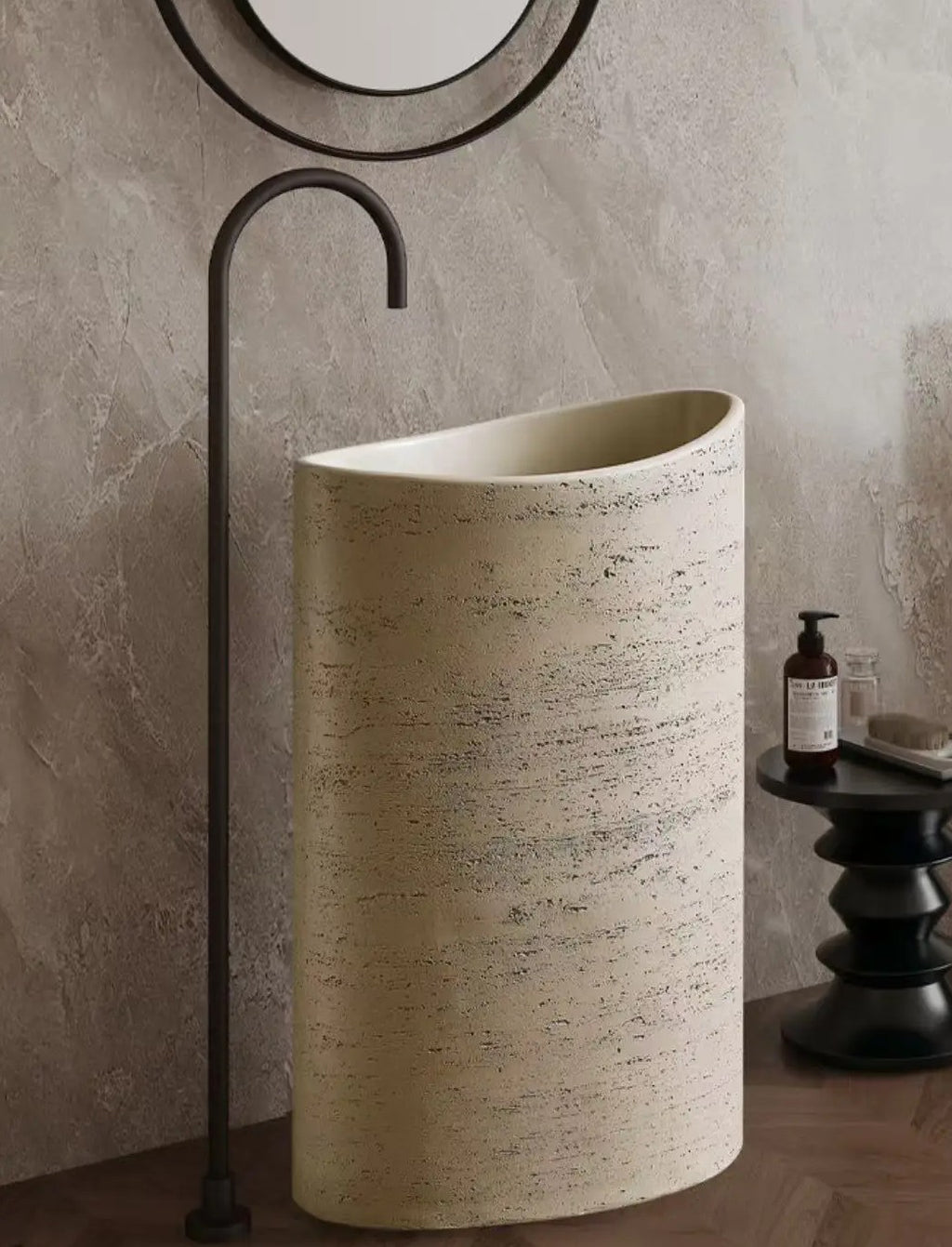 Boulder Pillar Artificial Stone Freestanding Basin