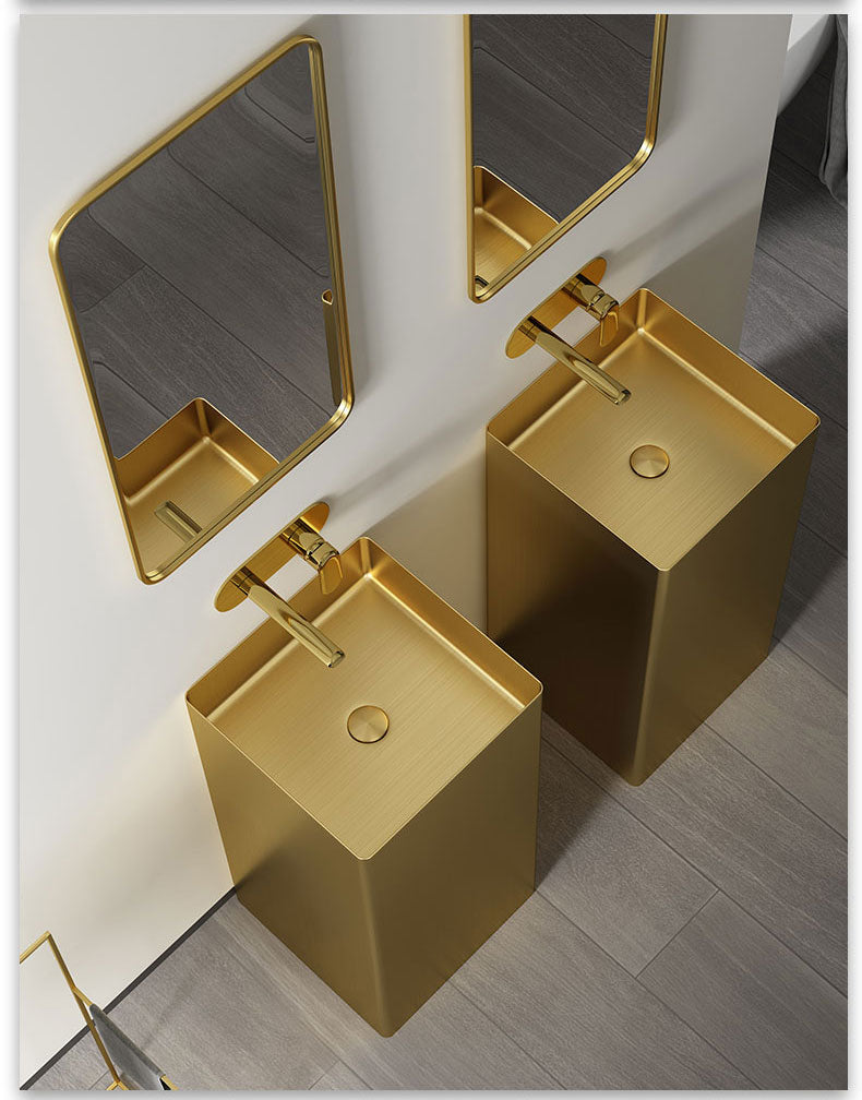 Luxury Square Stainless Steel Freestanding Basin