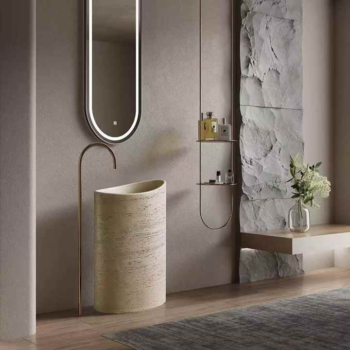 Boulder Pillar Artificial Stone Freestanding Basin