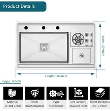 Single Bowl Handmade Hidden Kitchen Sink with in-Built Kitchen Faucet(Steel)