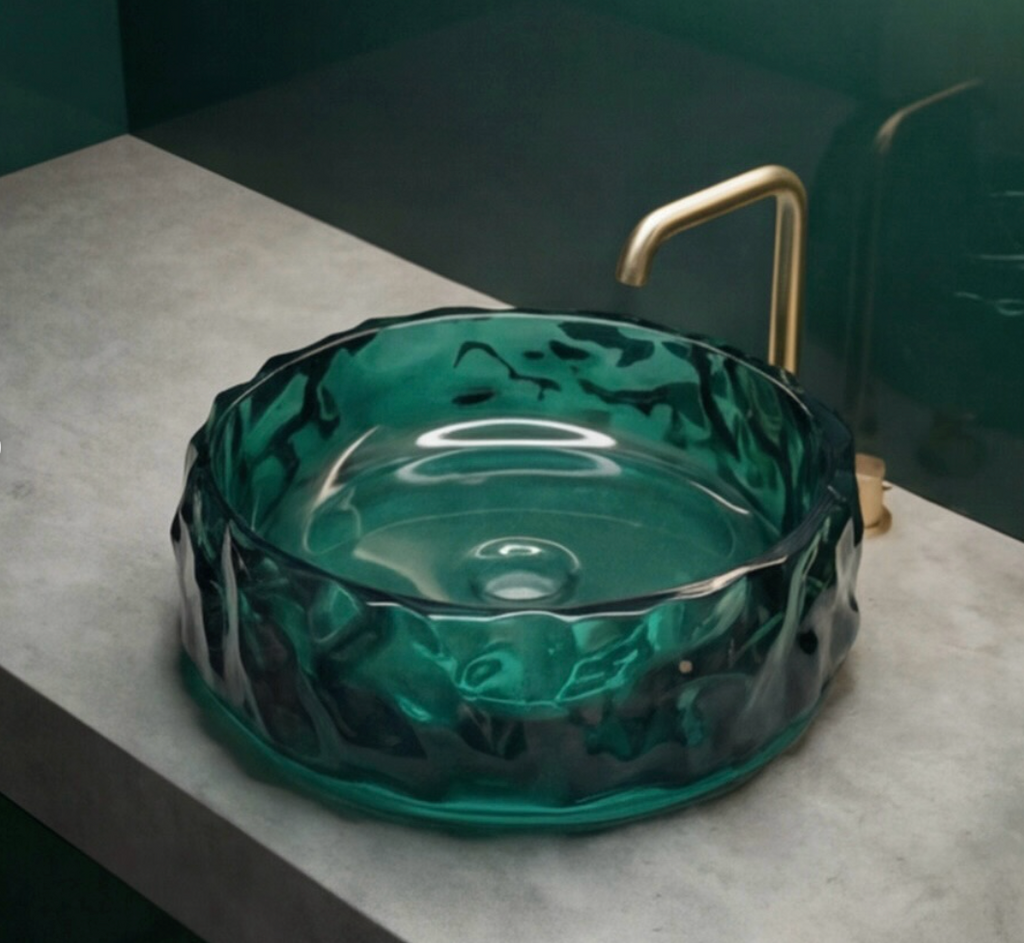 Emerald Green Glass Table Top Basin