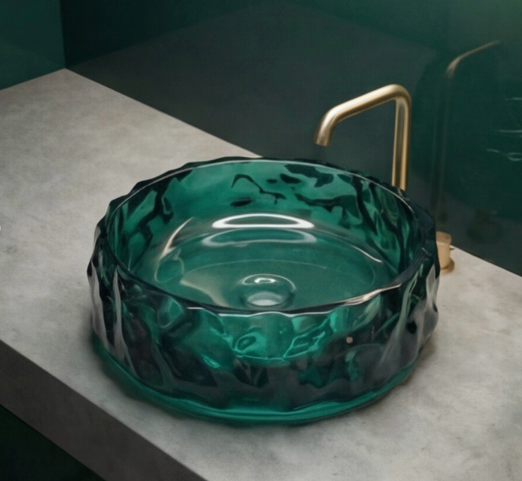 Emerald Green Glass Table Top Basin