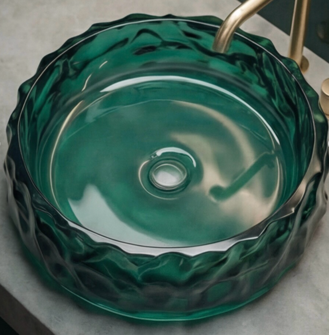 Emerald Green Glass Table Top Basin