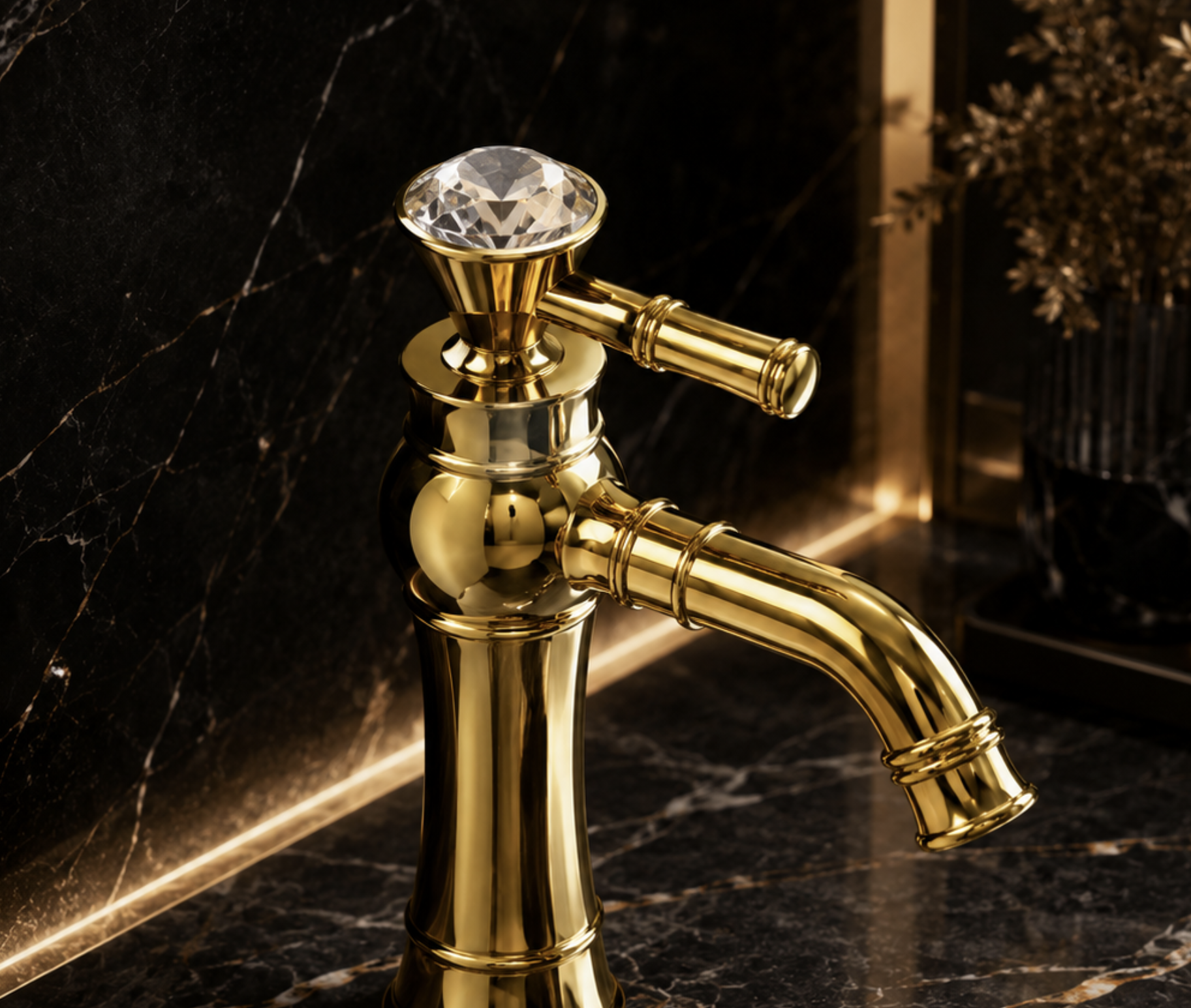Aurum Crystal Gold Countertop Basin Mixer