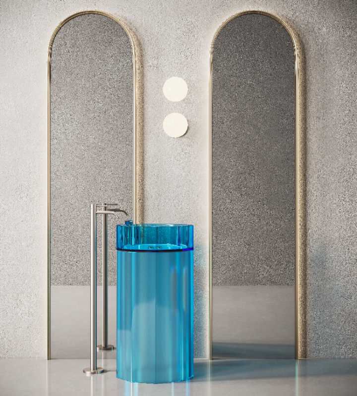 Transparent resin column freestanding basin