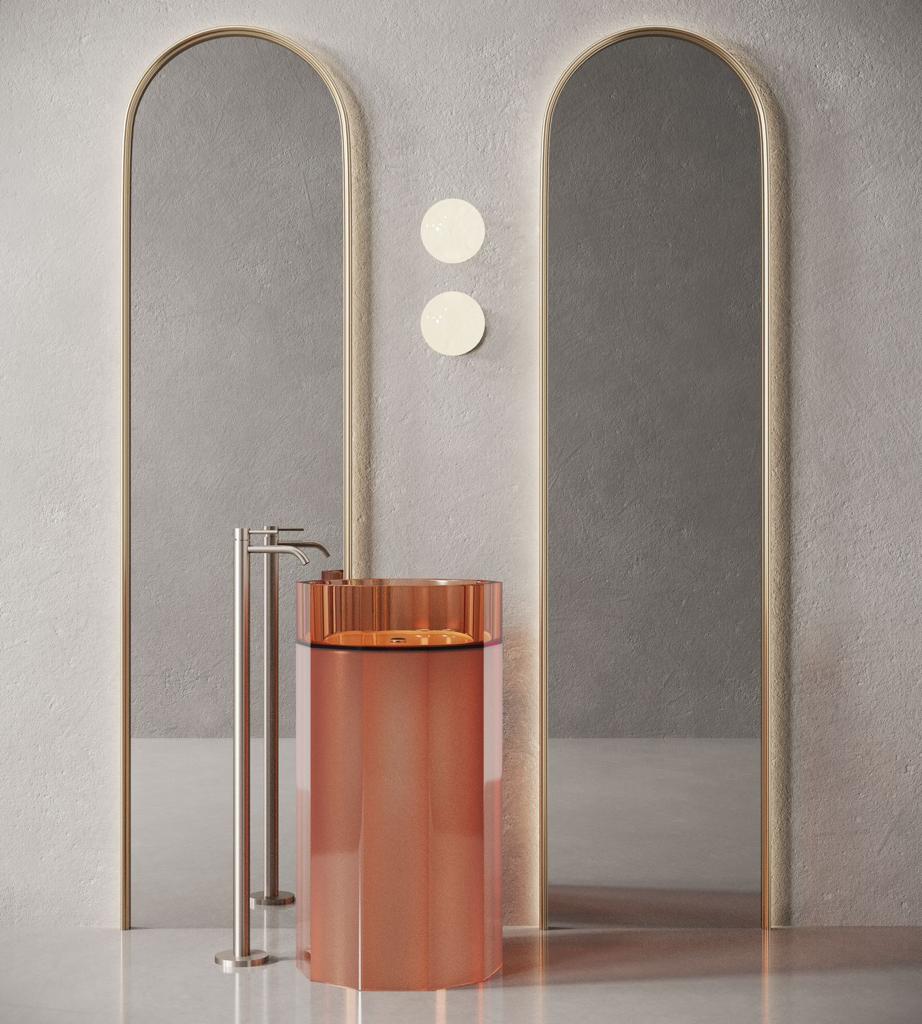 Transparent resin column freestanding basin