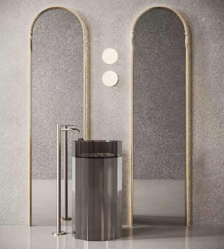 Transparent resin column freestanding basin
