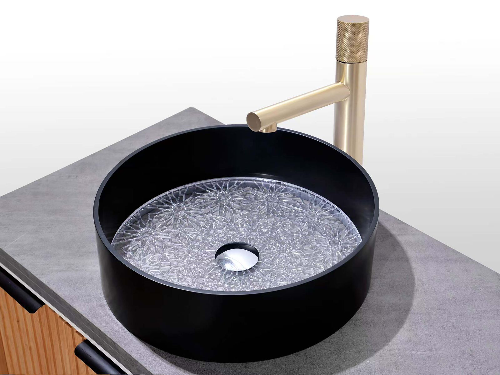 Countertop Basin with Crystal Glass Base