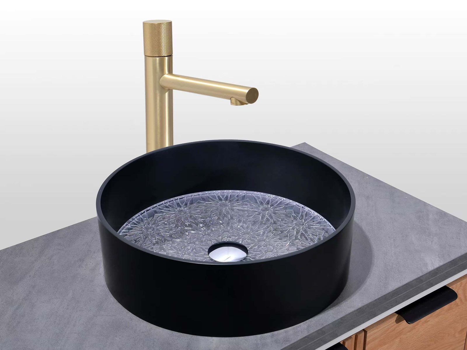 Countertop Basin with Crystal Glass Base