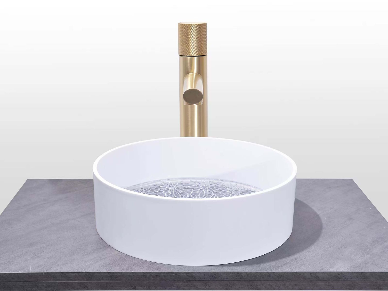 Countertop Basin with Crystal Glass Base