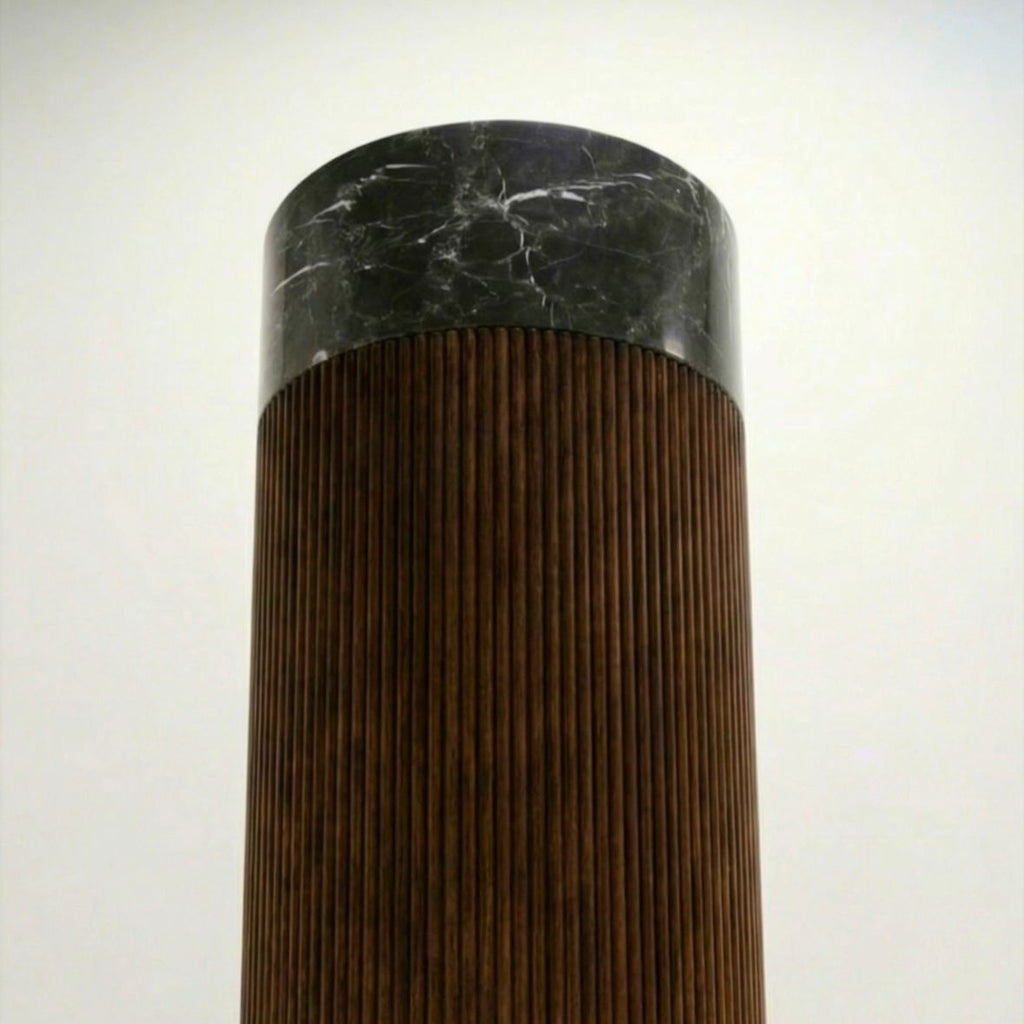 Fluted Wooden Pedestal Basin with Marble Top