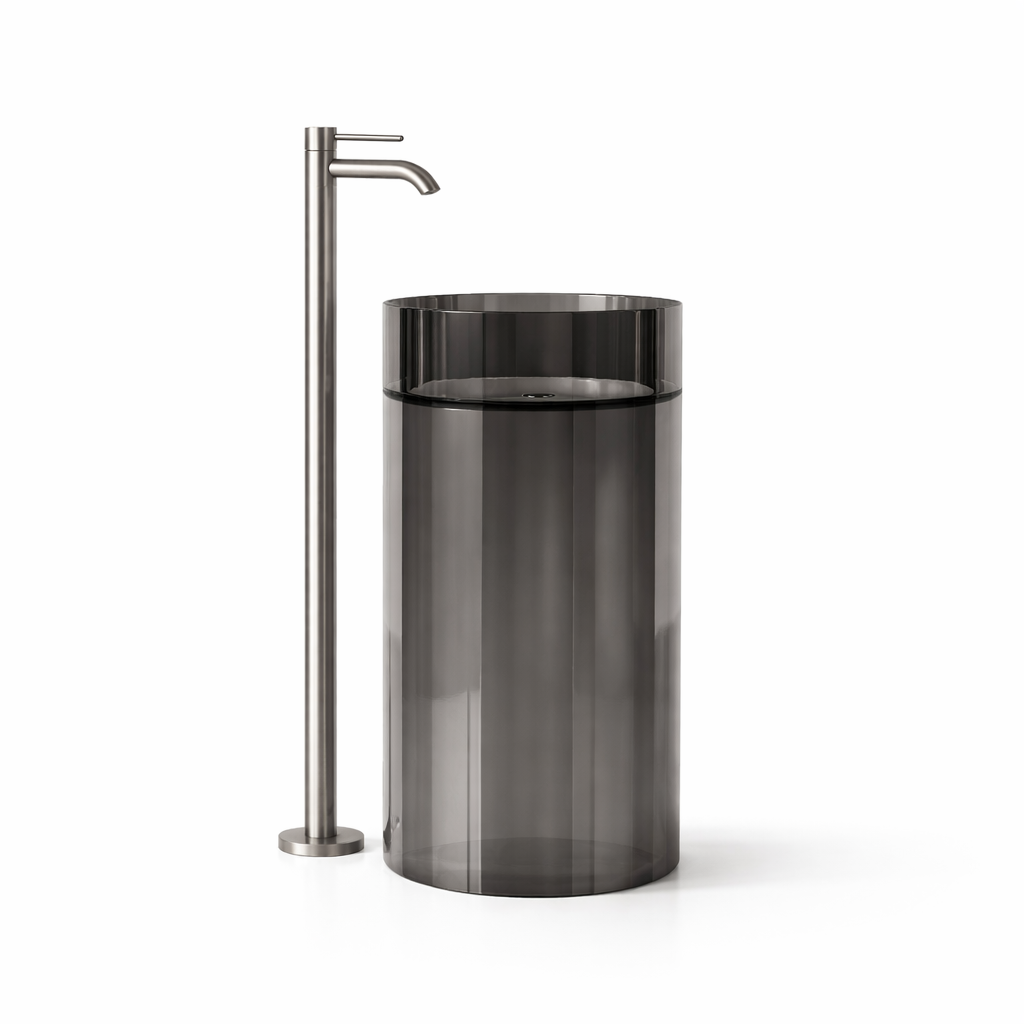 Transparent resin column freestanding basin