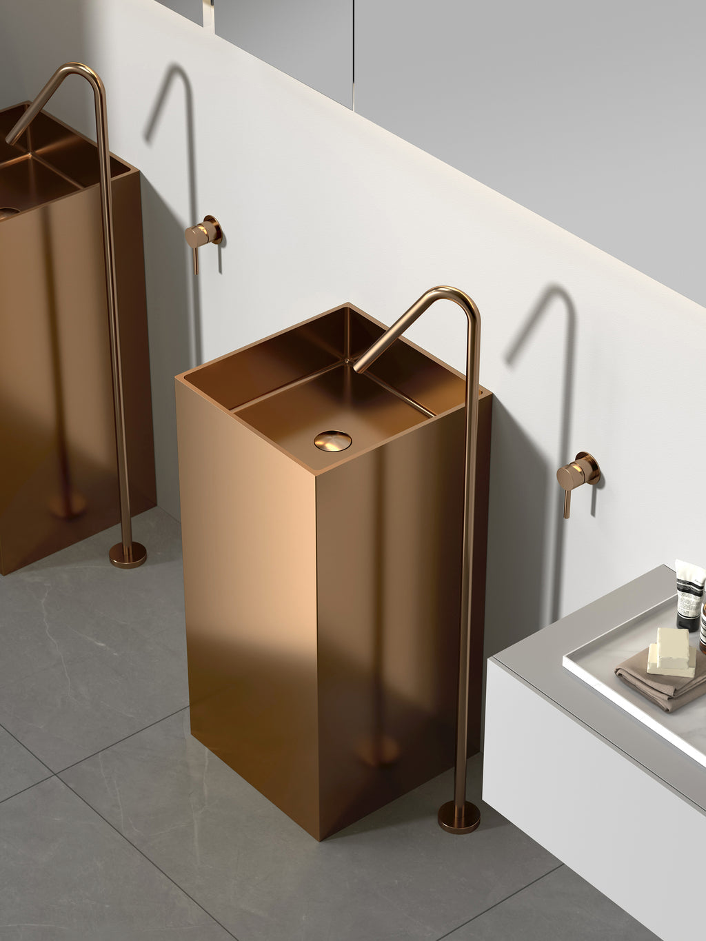 Luxury Square Stainless Steel Freestanding Basin