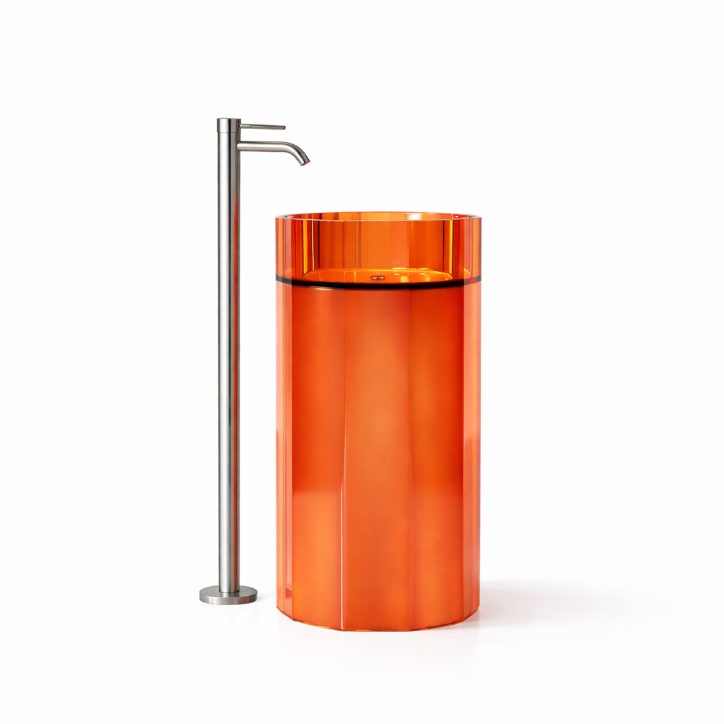 Transparent resin column freestanding basin