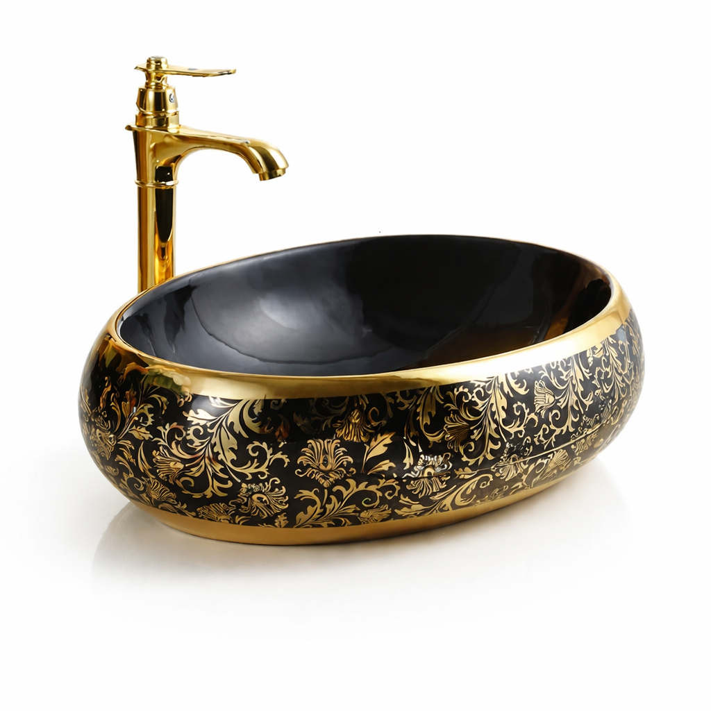 Black Rose Gold Print Basin